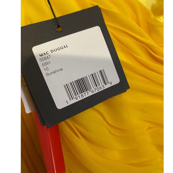 NEW Mac Duggal Size 10 55847 Yellow Asymmetrical Ruffle Hem Halter Strap Dress - Picture 6 of 8